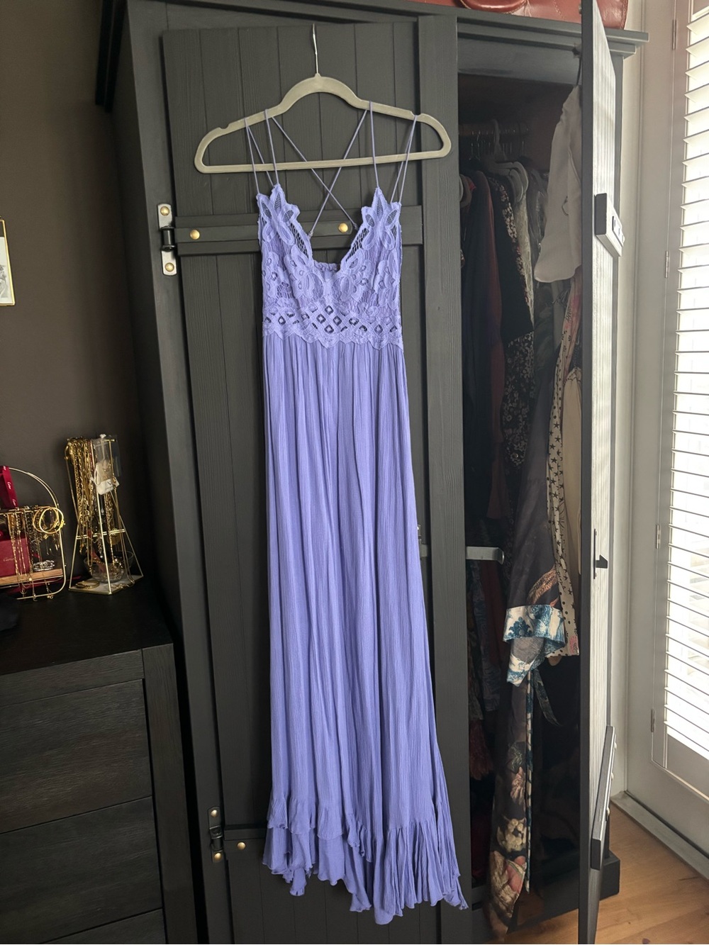 Free People Lavender Crochet Bodice Maxi Dress
